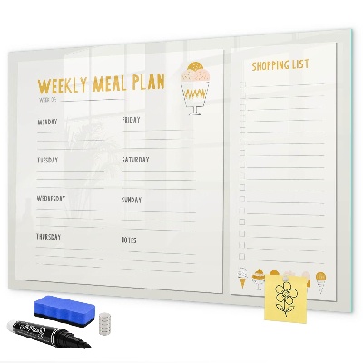 Magnetic dry erase board Meal plan for the week