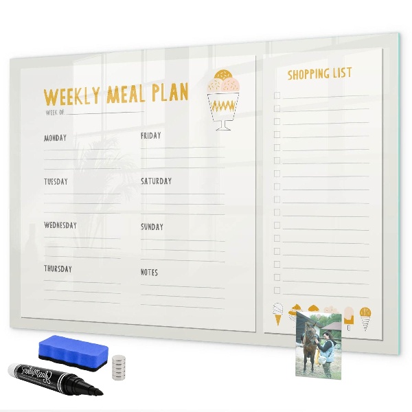 Magnetic dry erase board Meal plan for the week