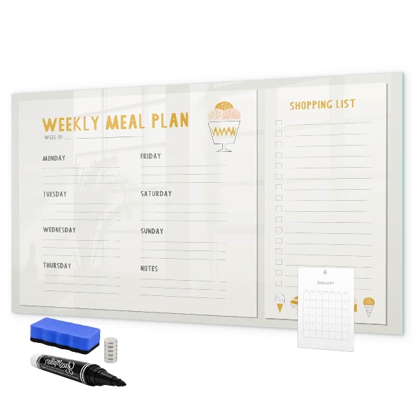 Magnetic dry erase board Meal plan for the week