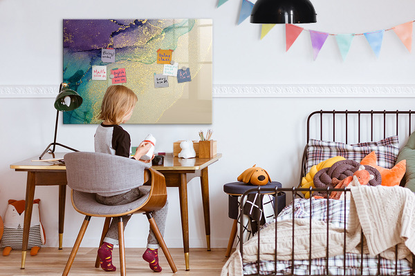 Magnetic dry erase board A colorful board for notes and photos