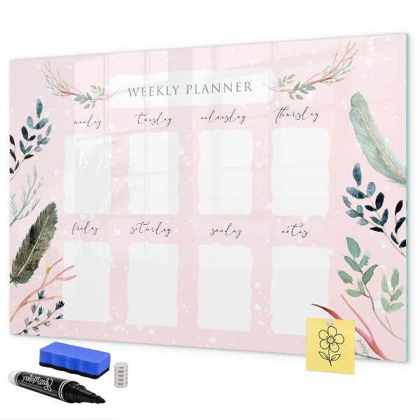 Dry erase board magnetic Weekly planner with space for photos