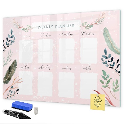 Dry erase board magnetic Weekly planner with space for photos