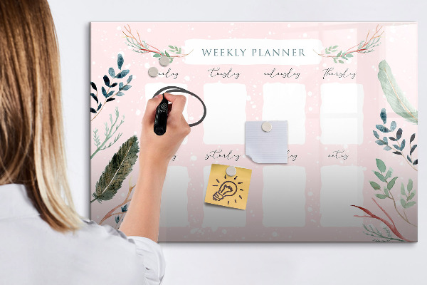 Dry erase board magnetic Weekly planner with space for photos