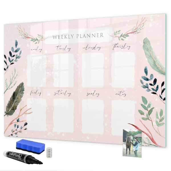 Dry erase board magnetic Weekly planner with space for photos