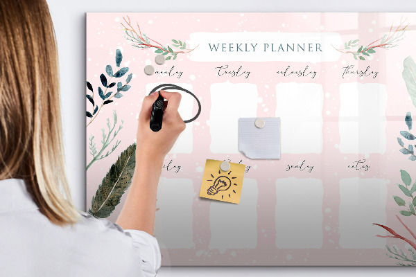 Dry erase board magnetic Weekly planner with space for photos