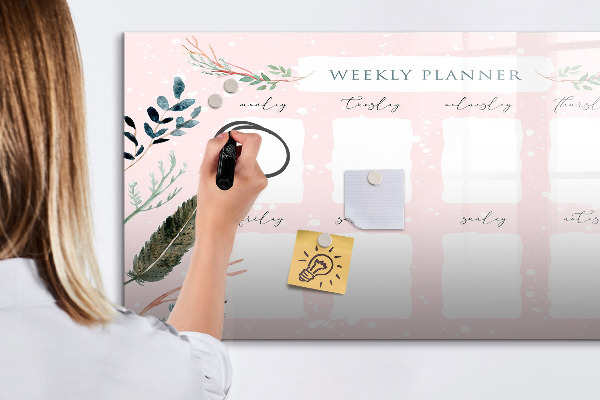 Dry erase board magnetic Weekly planner with space for photos