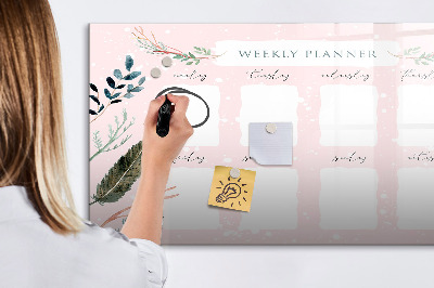 Dry erase board magnetic Weekly planner with space for photos
