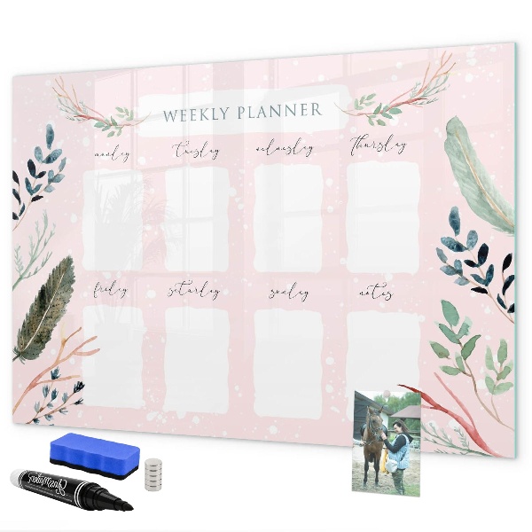 Dry erase board magnetic Weekly planner with space for photos
