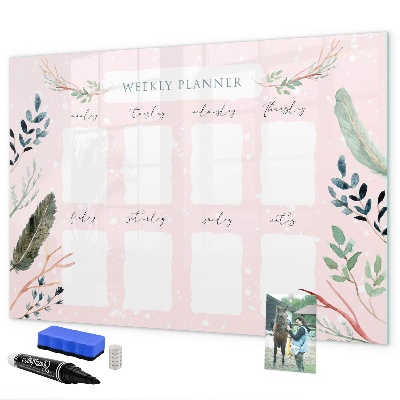 Dry erase board magnetic Weekly planner with space for photos