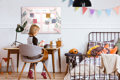 Dry erase board magnetic Weekly planner with space for photos