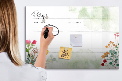 Magnetic dry erase board A creative board for recipes and memories