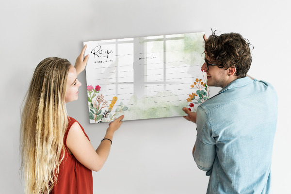 Magnetic dry erase board A creative board for recipes and memories