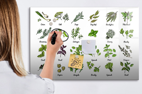 Magnetic dry erase board Herbs and photos in one place