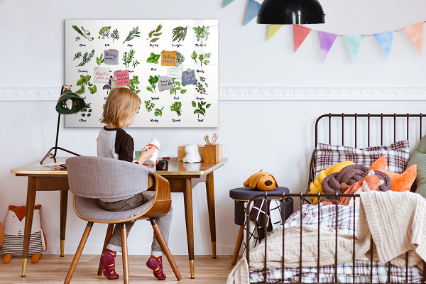 Magnetic dry erase board Herbs and photos in one place