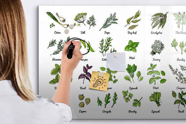 Magnetic dry erase board Herbs and photos in one place