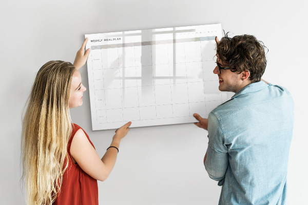 Dry erase board magnetic Meal plan for the whole week