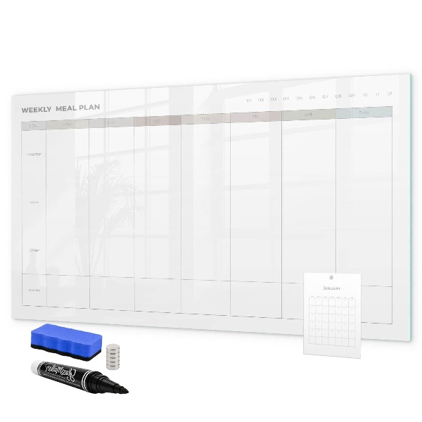 Dry erase board magnetic Meal plan for the whole week
