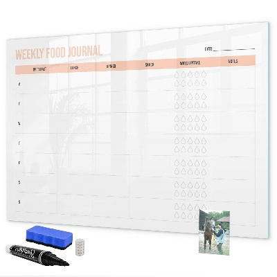 Dry erase board magnetic Weekly food diary and notes
