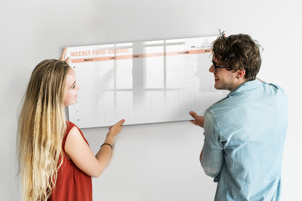 Dry erase board magnetic Weekly food diary and notes