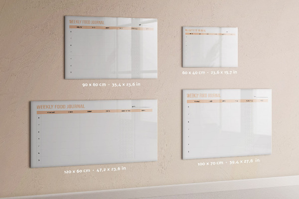 Dry erase board magnetic Weekly food diary and notes
