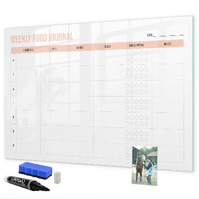 Dry erase board magnetic Weekly food diary and notes