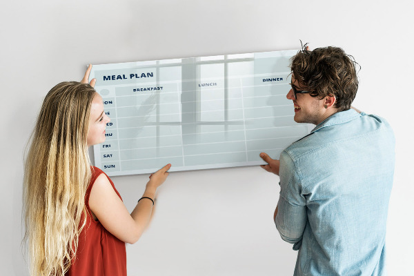 Dry erase board magnetic Meal plan with space for photos