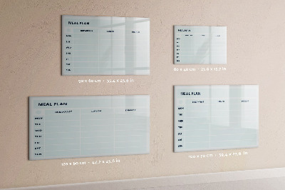 Dry erase board magnetic Meal plan with space for photos