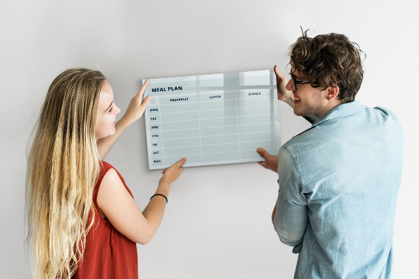 Dry erase board magnetic Meal plan with space for photos