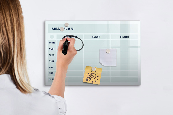 Dry erase board magnetic Meal plan with space for photos