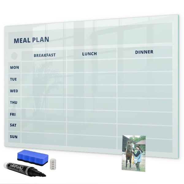 Dry erase board magnetic Meal plan with space for photos