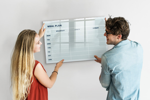 Dry erase board magnetic Meal plan with space for photos