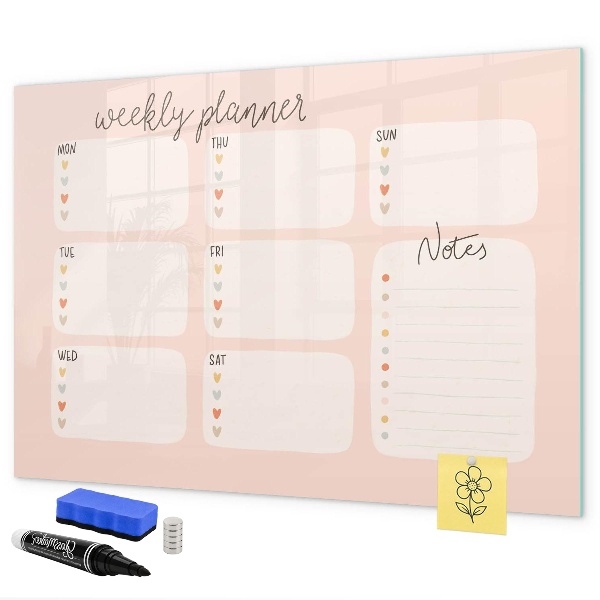 Magnetic dry erase board Weekly planner with space for photos