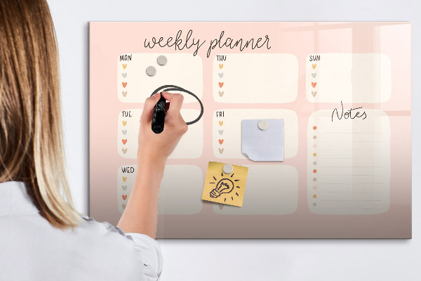 Magnetic dry erase board Weekly planner with space for photos
