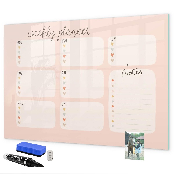 Magnetic dry erase board Weekly planner with space for photos