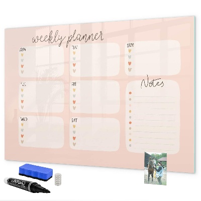 Magnetic dry erase board Weekly planner with space for photos