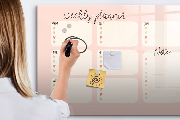 Magnetic dry erase board Weekly planner with space for photos