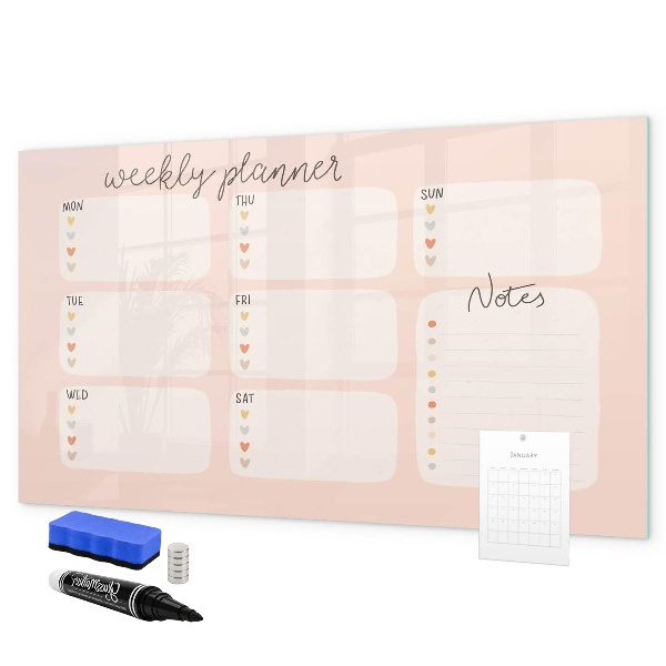 Magnetic dry erase board Weekly planner with space for photos