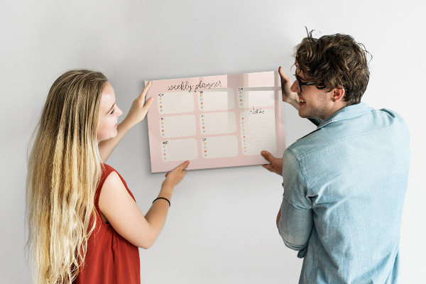 Magnetic dry erase board Weekly planner with space for photos