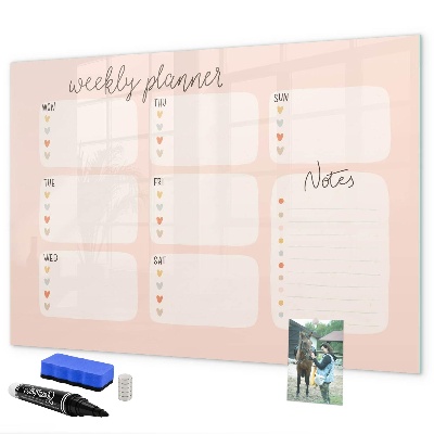 Magnetic dry erase board Weekly planner with space for photos