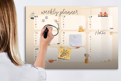 Dry erase board magnetic Weekly planner with space for photos