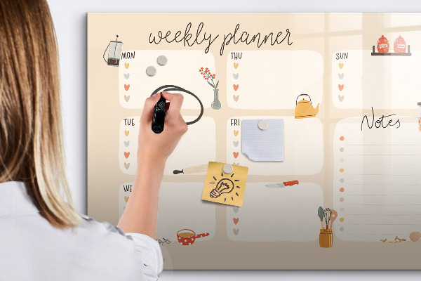 Dry erase board magnetic Weekly planner with space for photos