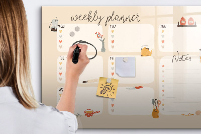 Dry erase board magnetic Weekly planner with space for photos