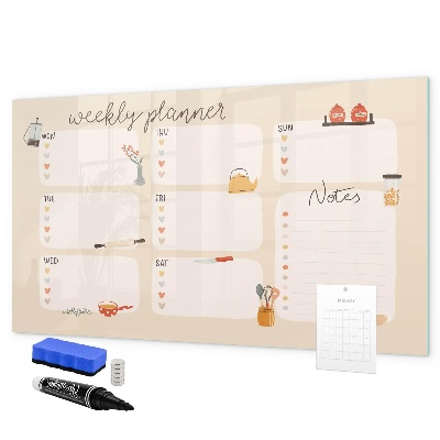Dry erase board magnetic Weekly planner with space for photos