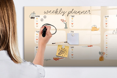 Dry erase board magnetic Weekly planner with space for photos