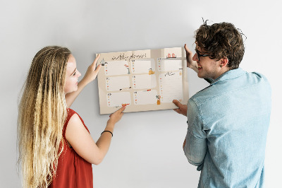 Dry erase board magnetic Weekly planner with space for photos