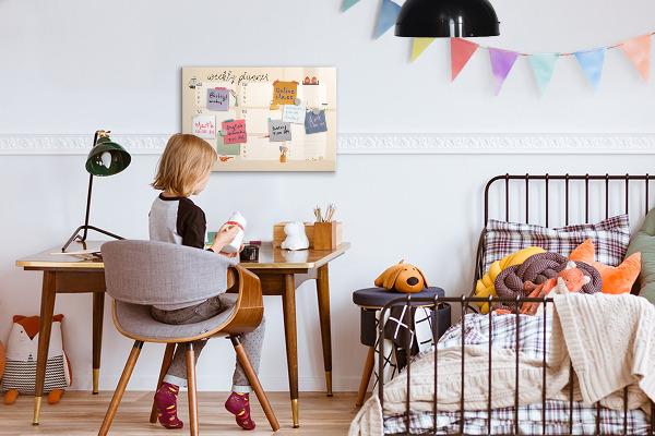 Dry erase board magnetic Weekly planner with space for photos