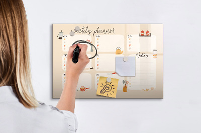 Dry erase board magnetic Weekly planner with space for photos