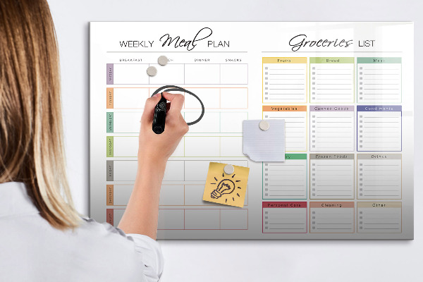 Magnetic dry erase board Meal plan and shopping list