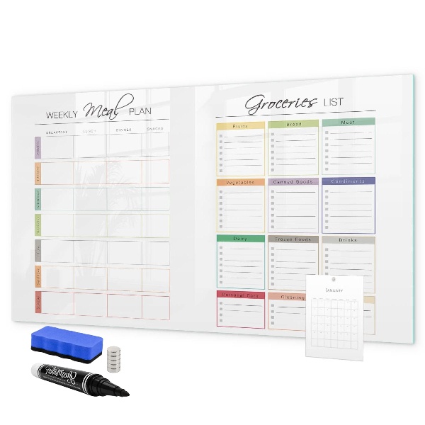 Magnetic dry erase board Meal plan and shopping list