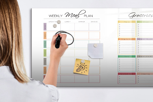 Magnetic dry erase board Meal plan and shopping list